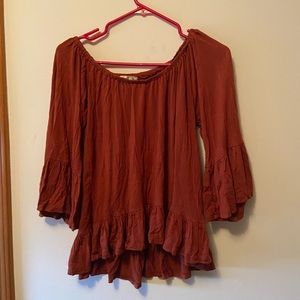 Off shoulder fringe top